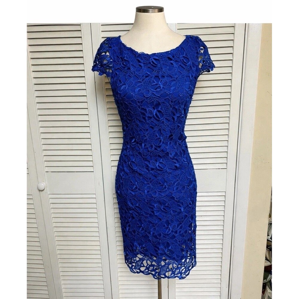 Alice+Olivia XS/2 Clover Lace Backless Dress Bodycon Silk Cocktail Formal Sexy - Picture 2 of 16